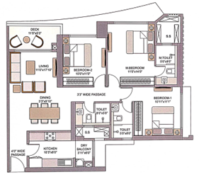 City Mulund 3BHK Plan